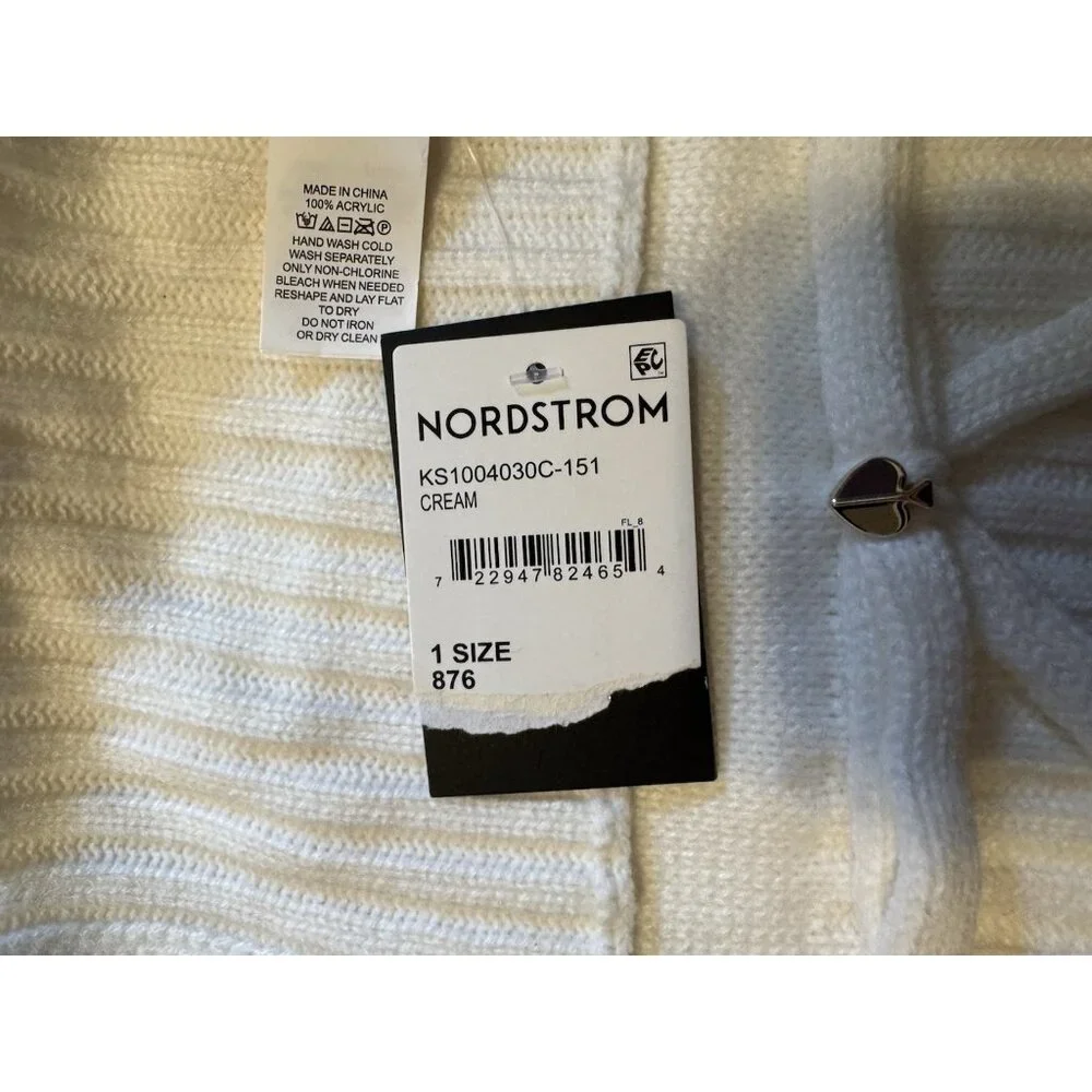 Kate Spade Bow Knit Scarf Winter White Cream NEW Nordstrom $98